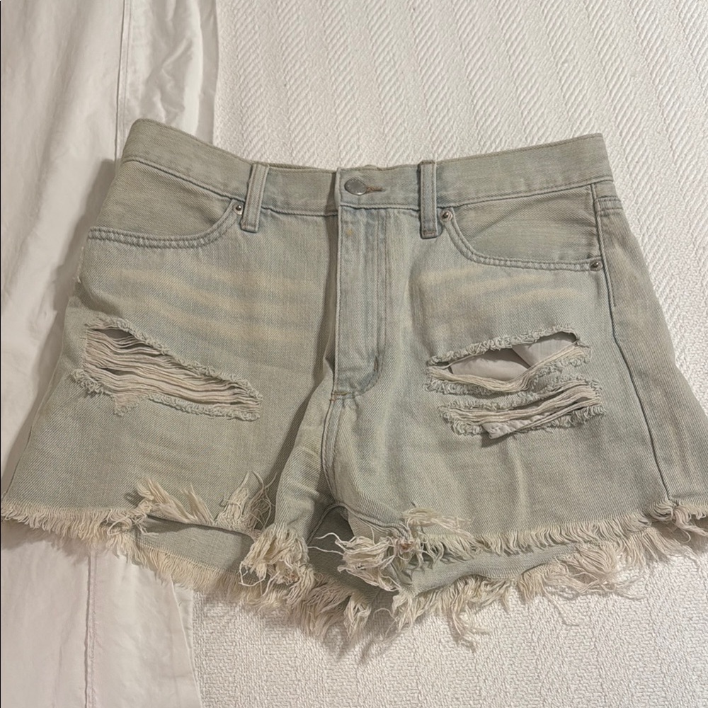 Distressed Light Denim Women Shorts